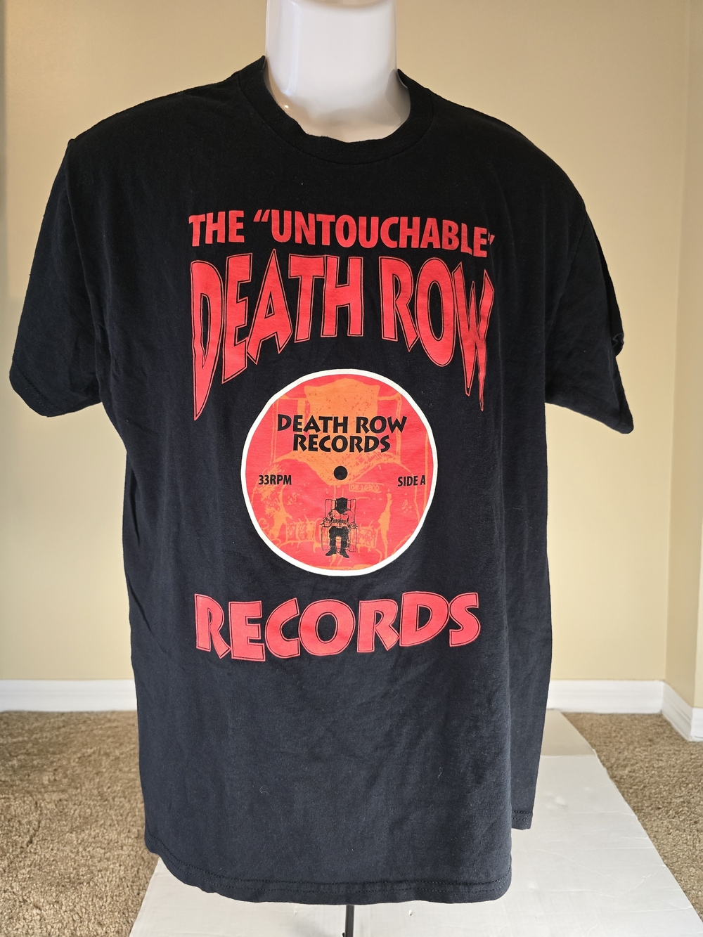 THE UNTOUCHABLE DEATH ROW RECORDS TEE SHIRT BLACK Size Large
